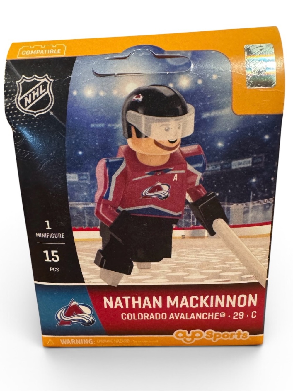 Nathan MacKinnon Colorado Avalanche Minifigure - Maroon and Black